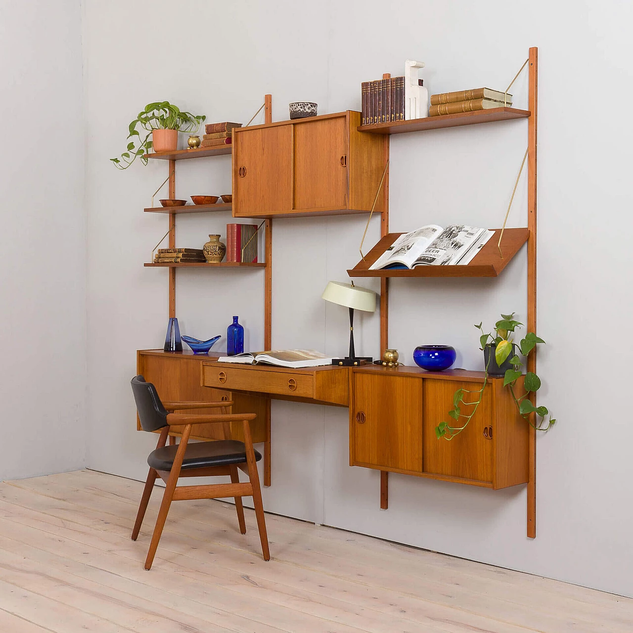 Modular teak bookcase in the style of Poul Cadovius, 1960s 3
