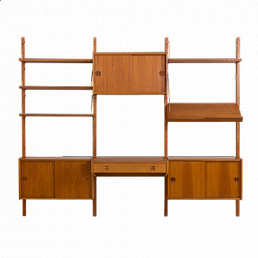 Modular teak bookcase in the style of Poul Cadovius, 1960s