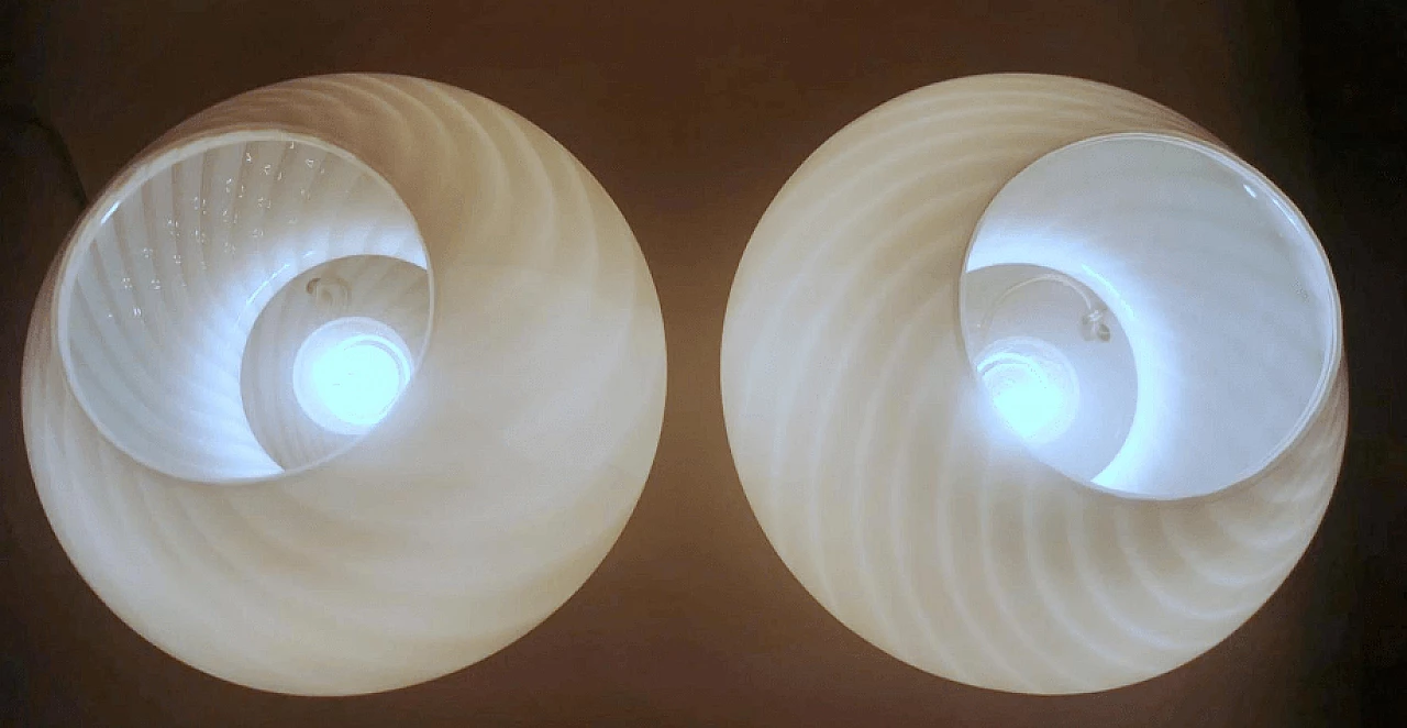 Coppia di lampade da tavolo in vetro attribuite a Venini, anni '70 6