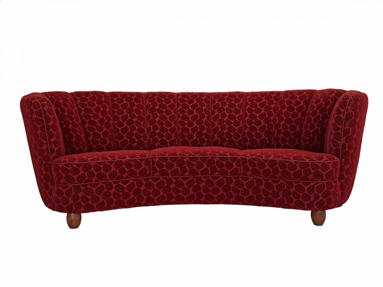 Divano Banana a tre posti con gambe in faggio, anni '60 14