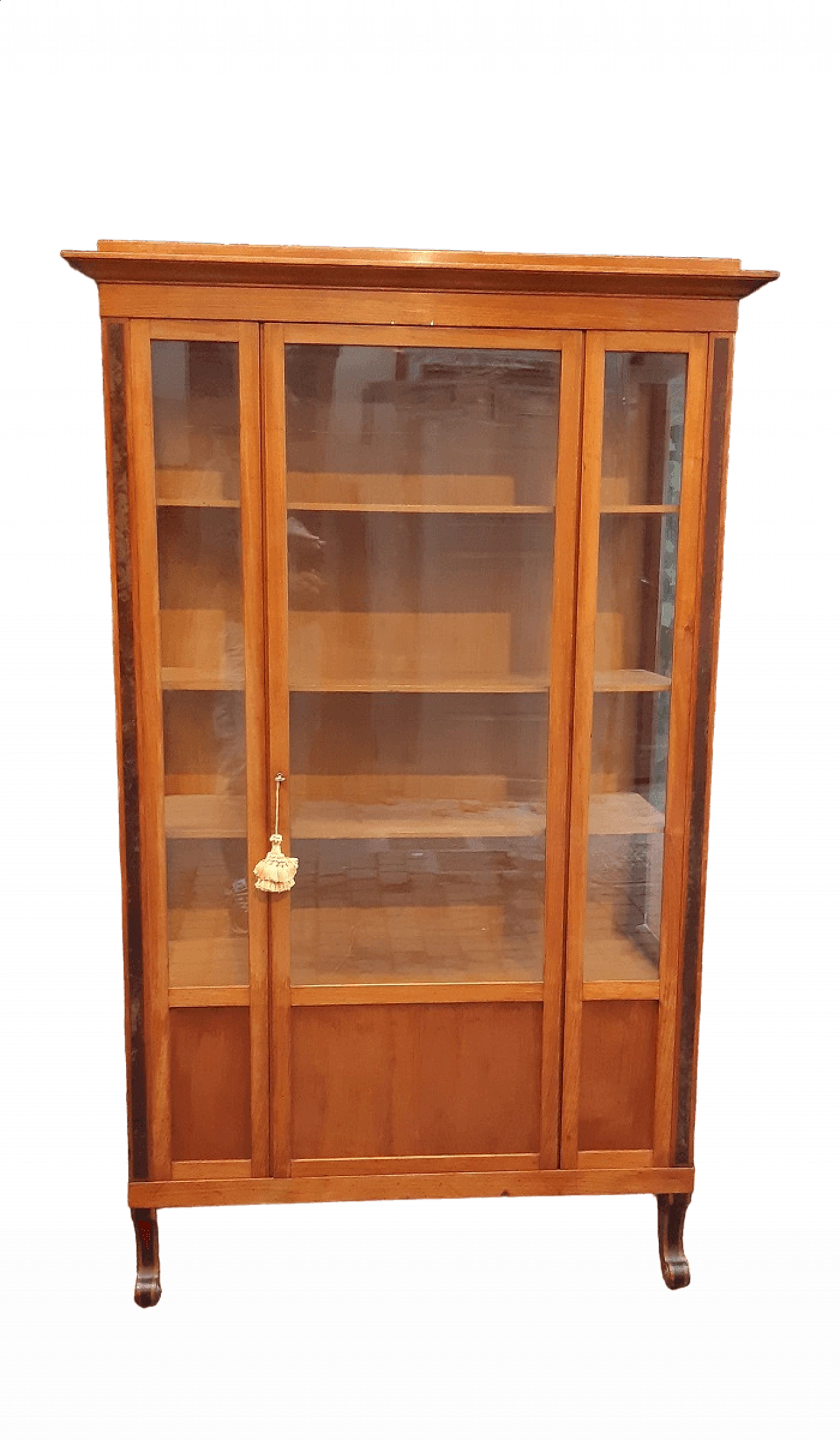 Biedermeier cherry wood and walnut root glass cabinet, 19th century 6
