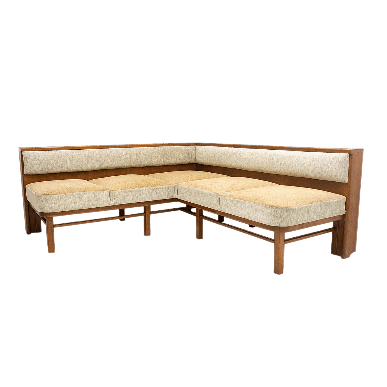 Divano angolare in faggio e tessuto, anni '30 21