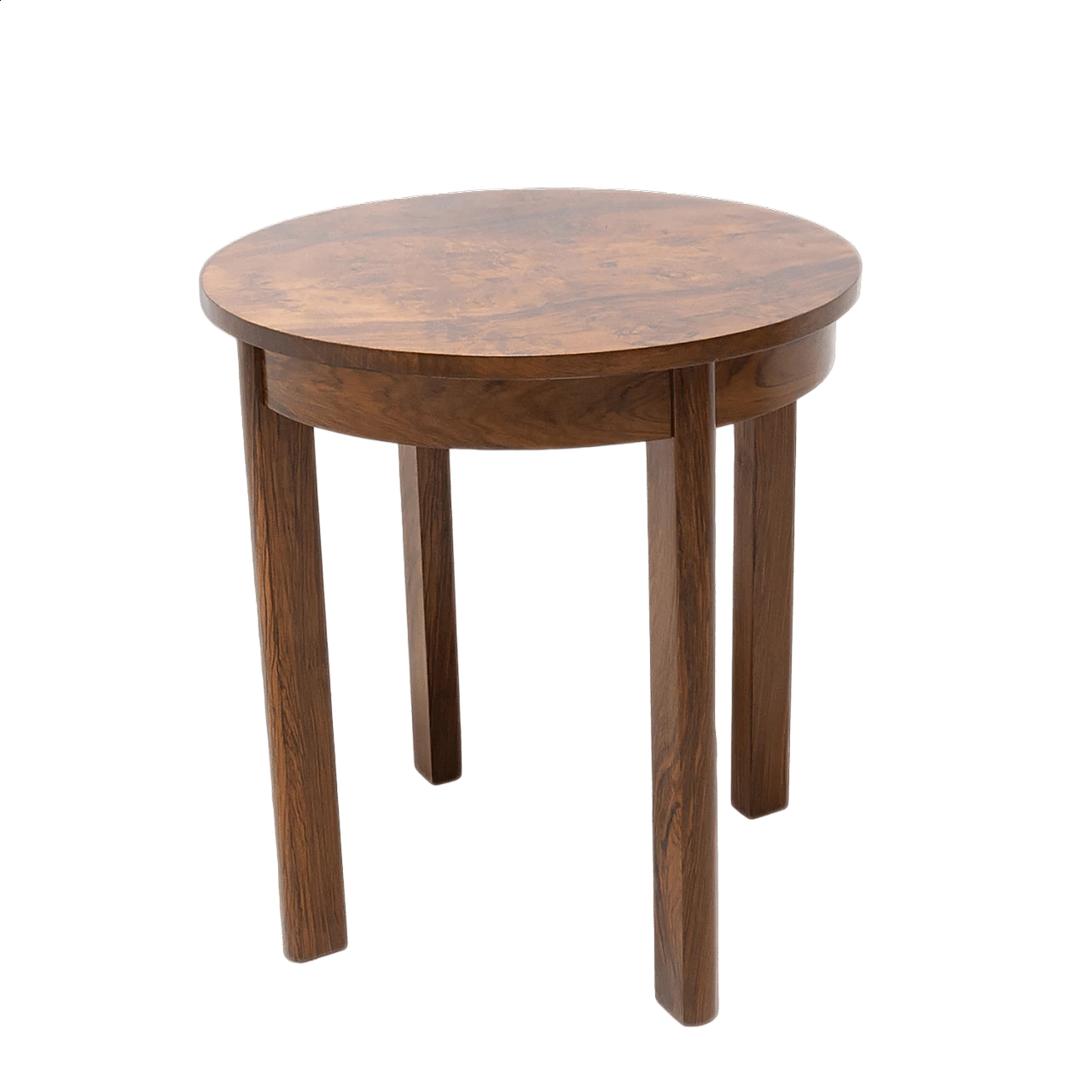 Tavolino rotondo Art Déco in noce, anni '40 15