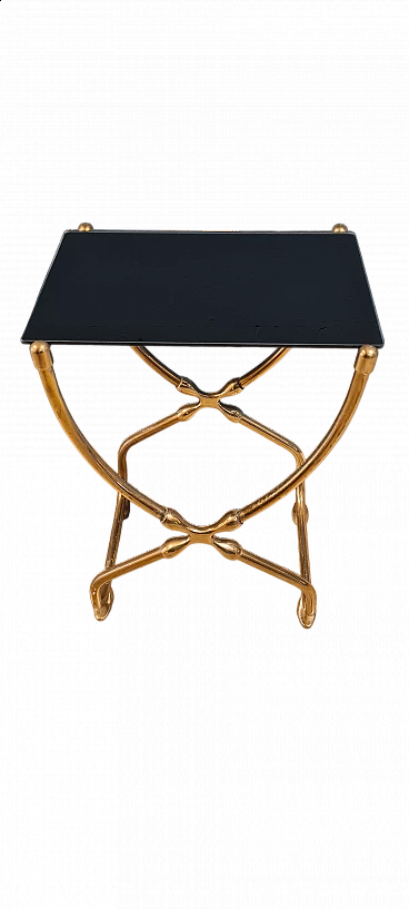 Brass coffee table with black glass top, 1980s