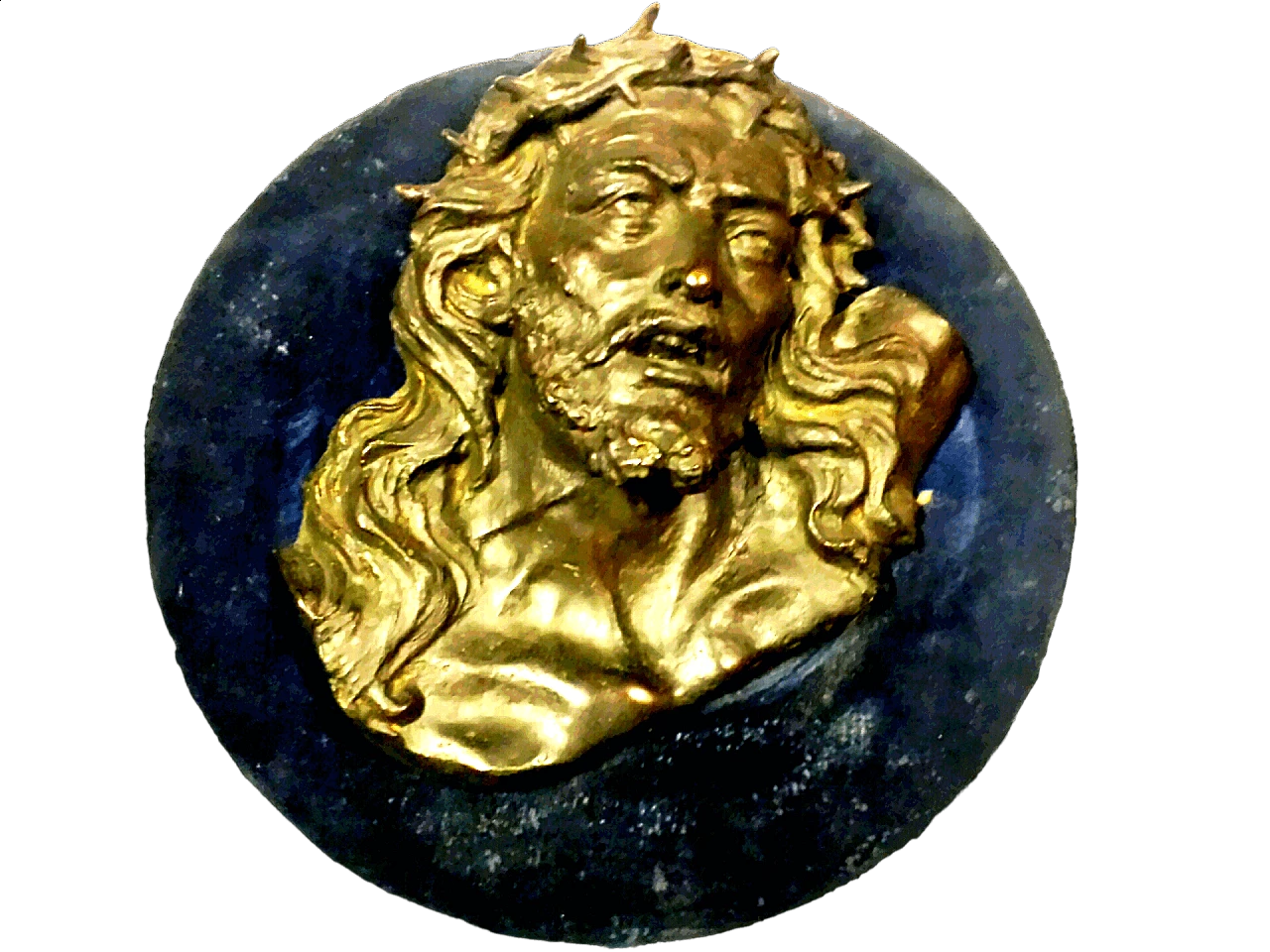 Volto di Cristo, bassorilievo in bronzo su tavola in legno, inizio '900 5