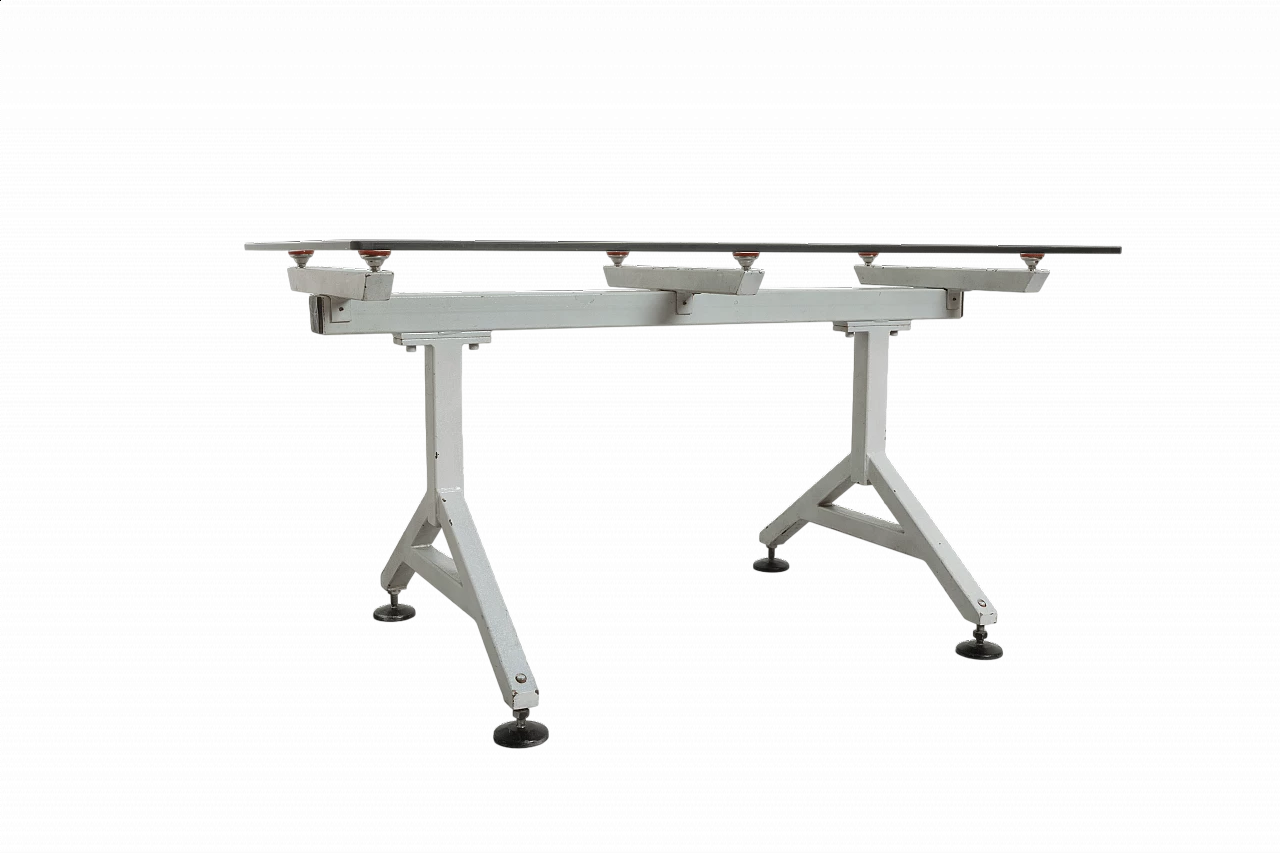 Metal table with crystal top, 1970s 7