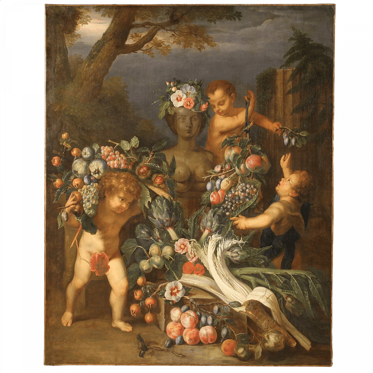 Painting of the Allegory of Abundance, oil on canvas, 17th century 16