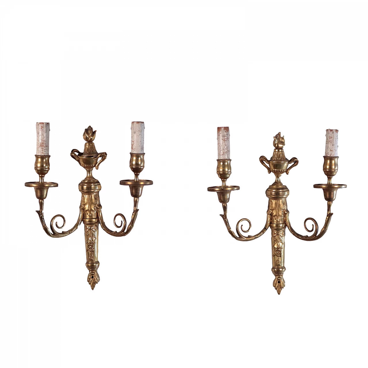 Pair of Wall Lights Gilded Bronze Italy 20th Century 1