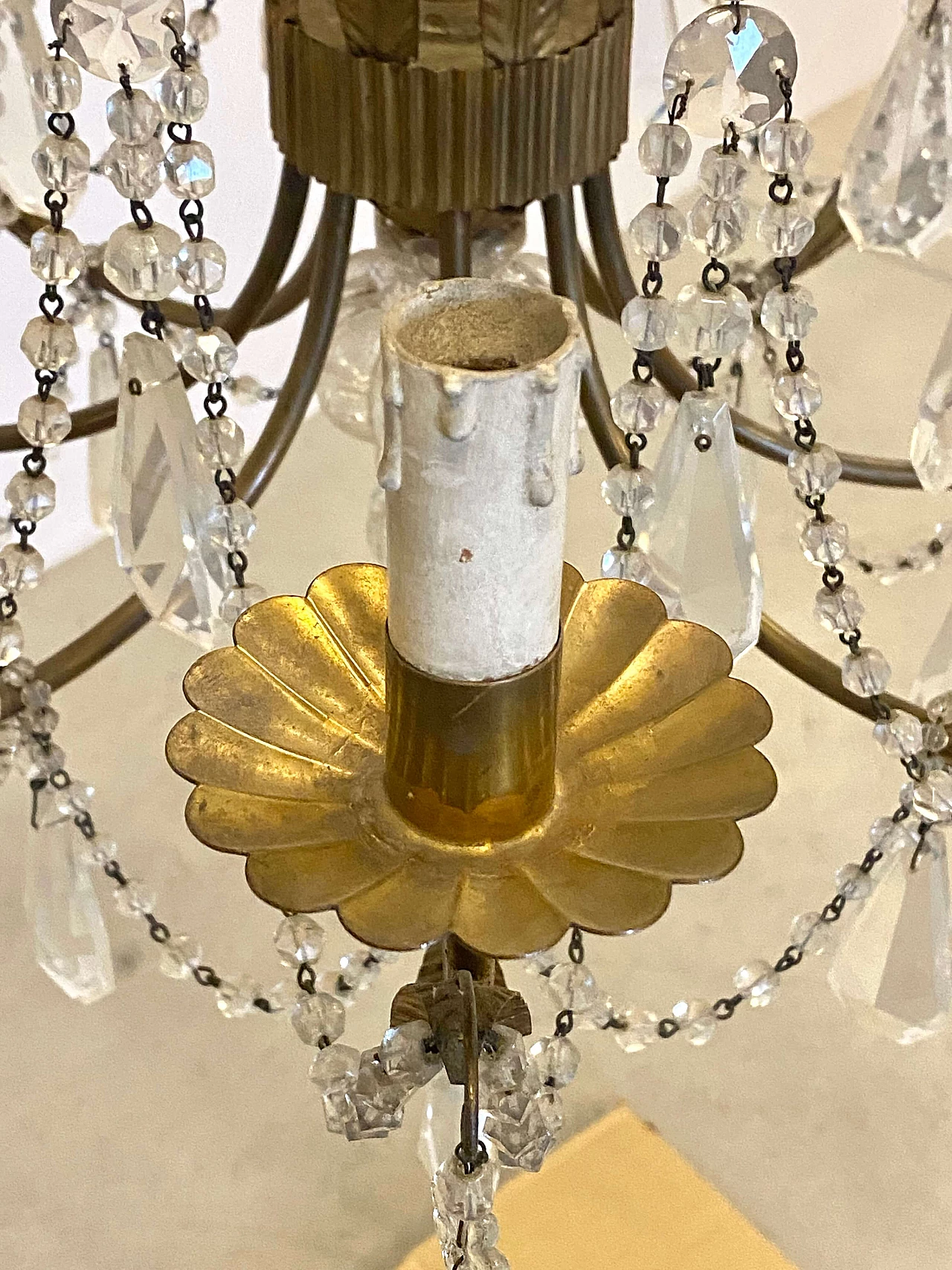 Gilded sheet metal chandelier by Maison Bagues, 1960s 6
