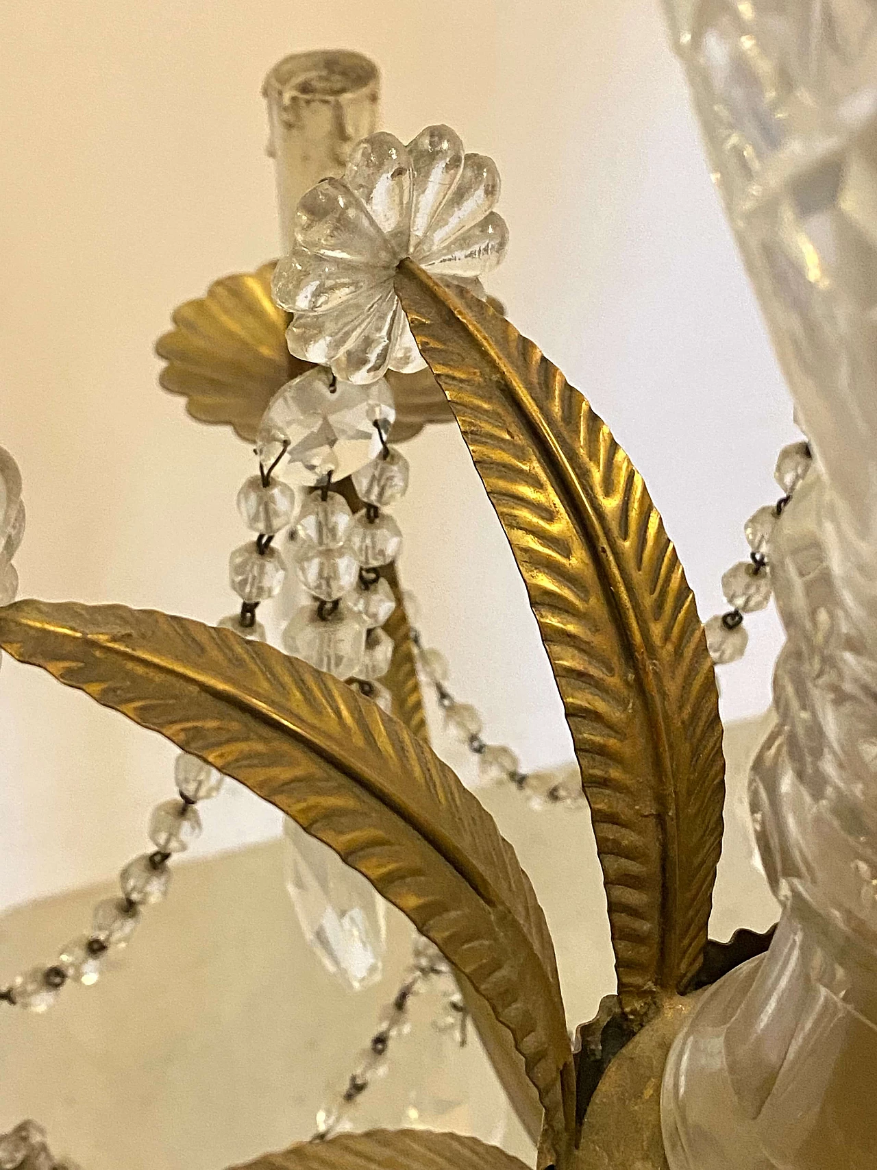 Gilded sheet metal chandelier by Maison Bagues, 1960s 11