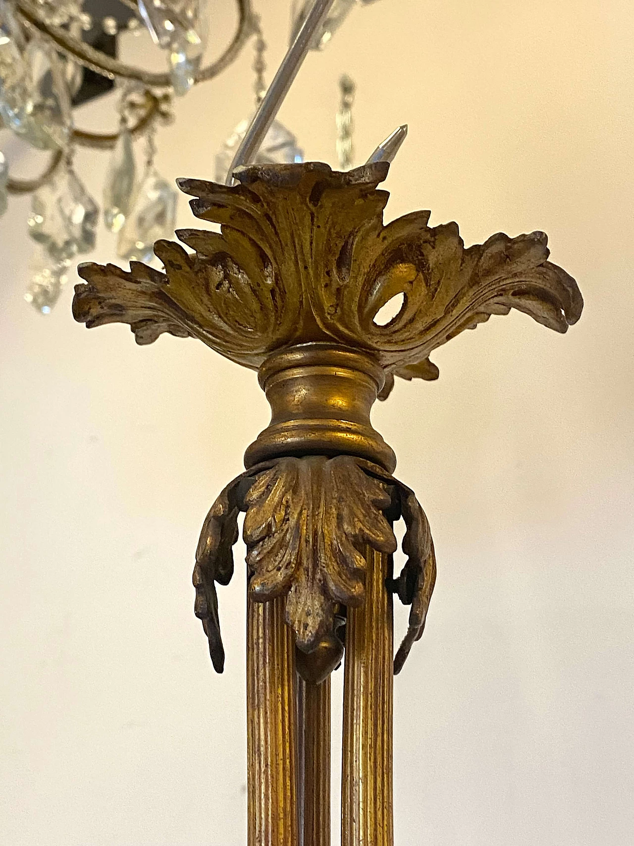 Bronze chandelier with crystal and glass drop, 1960s 2