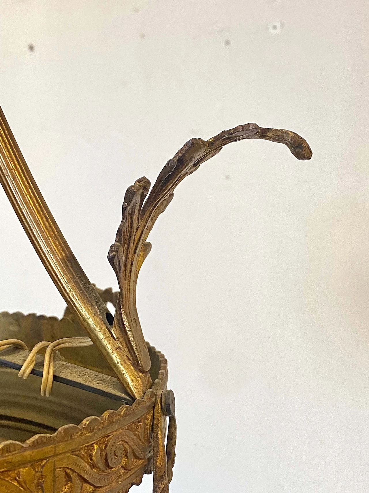 Bronze chandelier with crystal and glass drop, 1960s 7