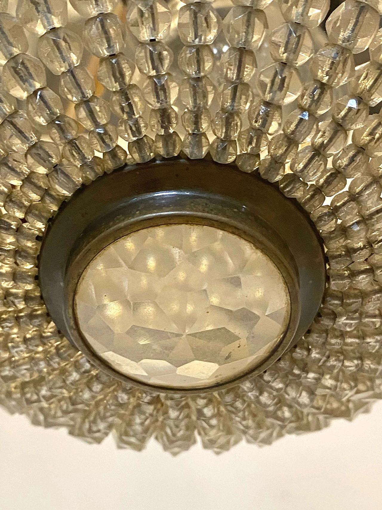 Bronze chandelier with crystal and glass drop, 1960s 8