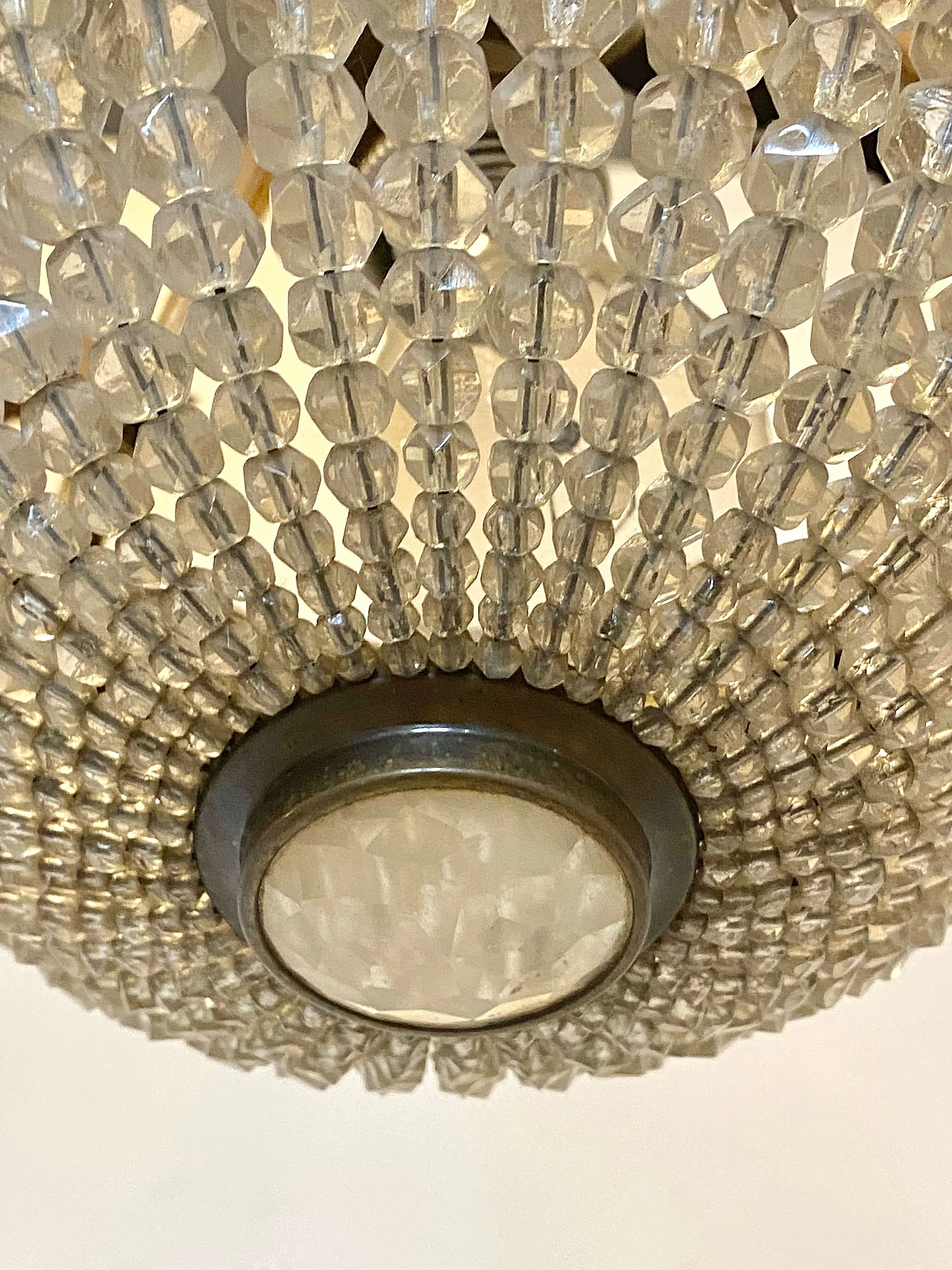 Bronze chandelier with crystal and glass drop, 1960s 10