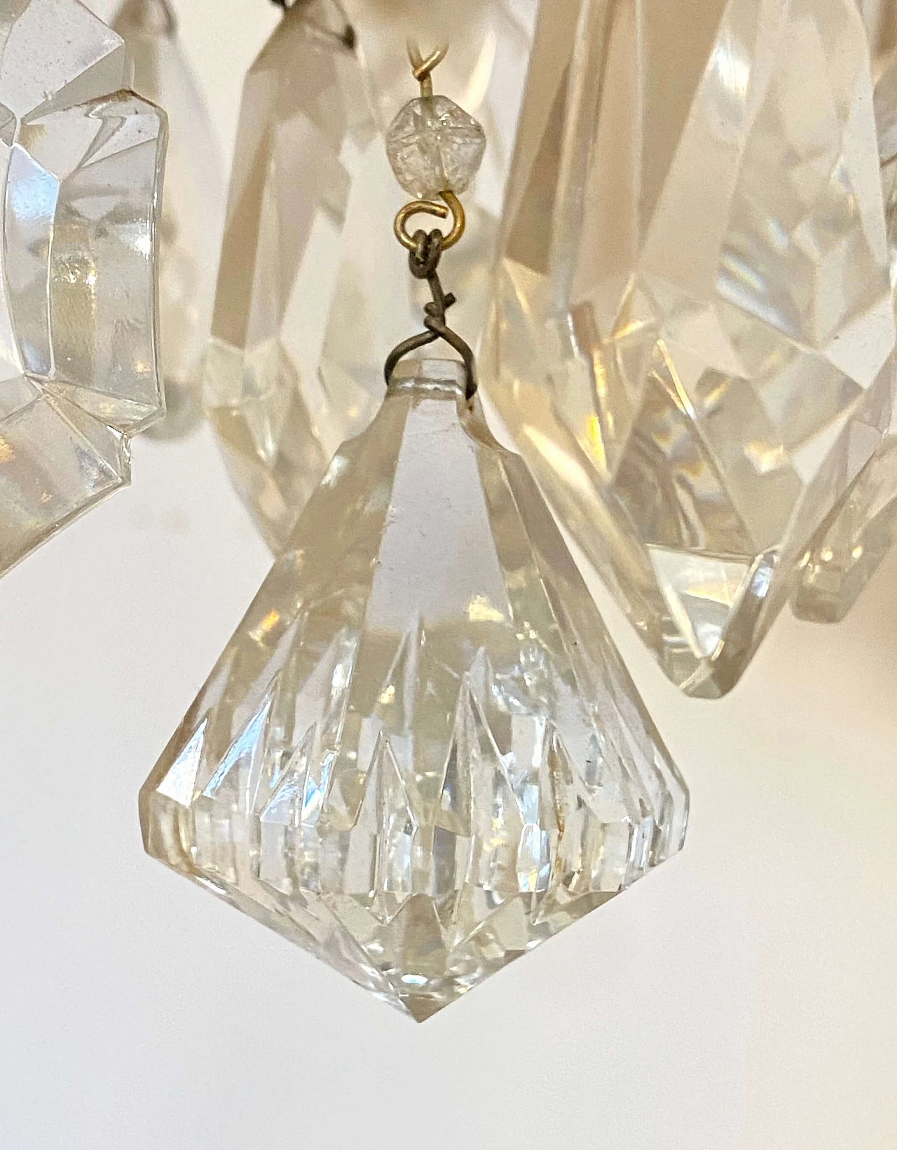 Nine-light gilded iron and glass chandelier, 1960s 8