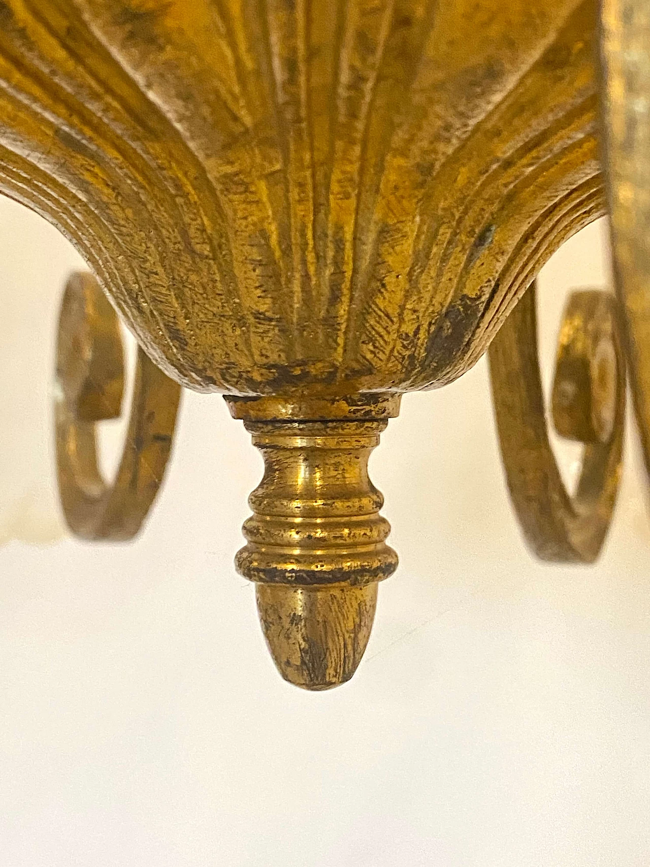 Lampadario in bronzo con gocce di cristallo molato, anni '40 11