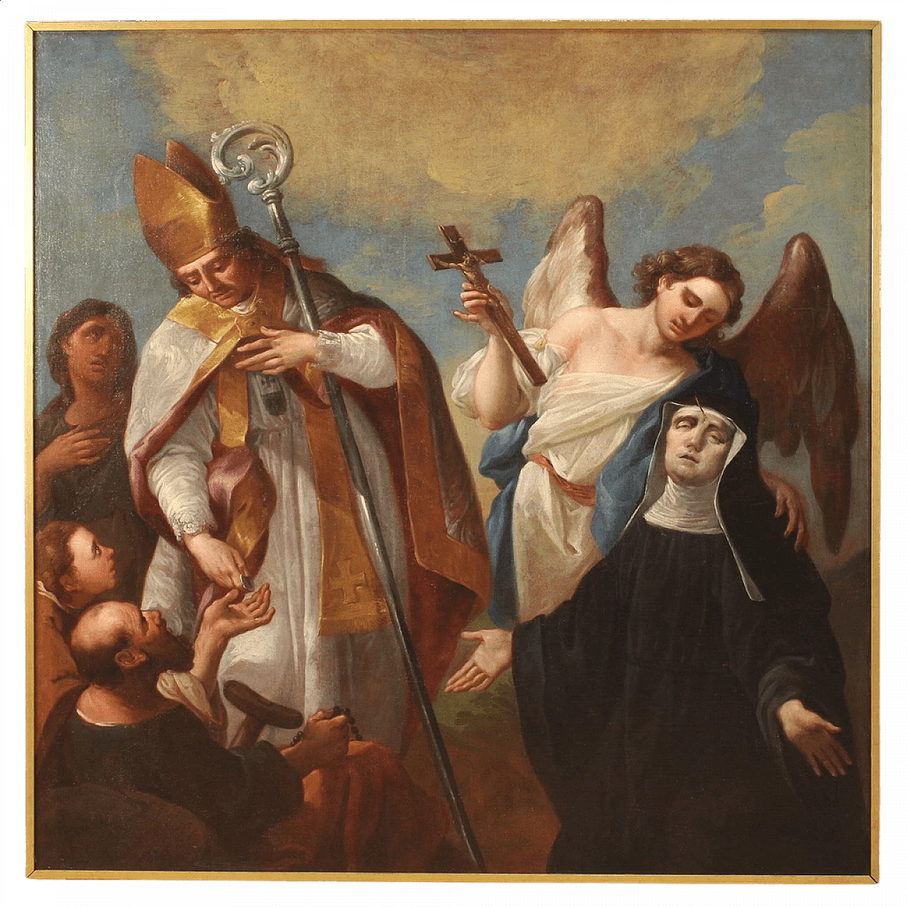 Dipinto raffigurante scena religiosa con Santa Rita da Cascia, olio su tela, '700 16