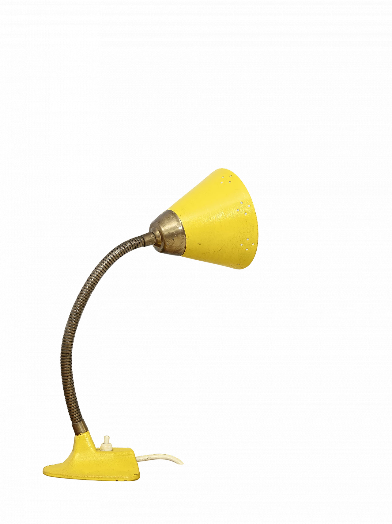 Lampada da tavolo in metallo gialla, anni '60 8