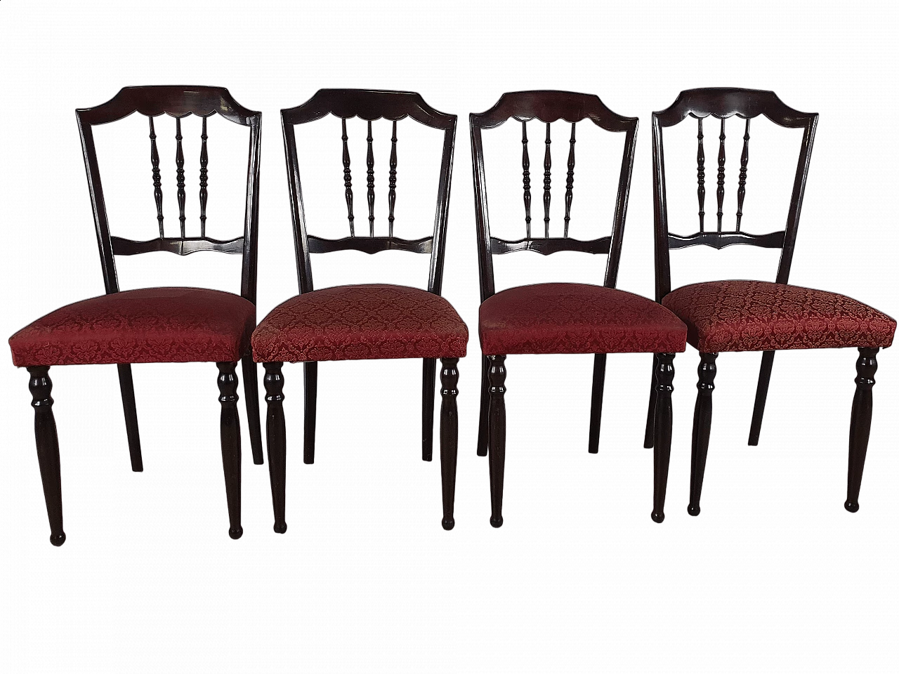 4 Wooden chairs with upholstered seat, 1960s 29