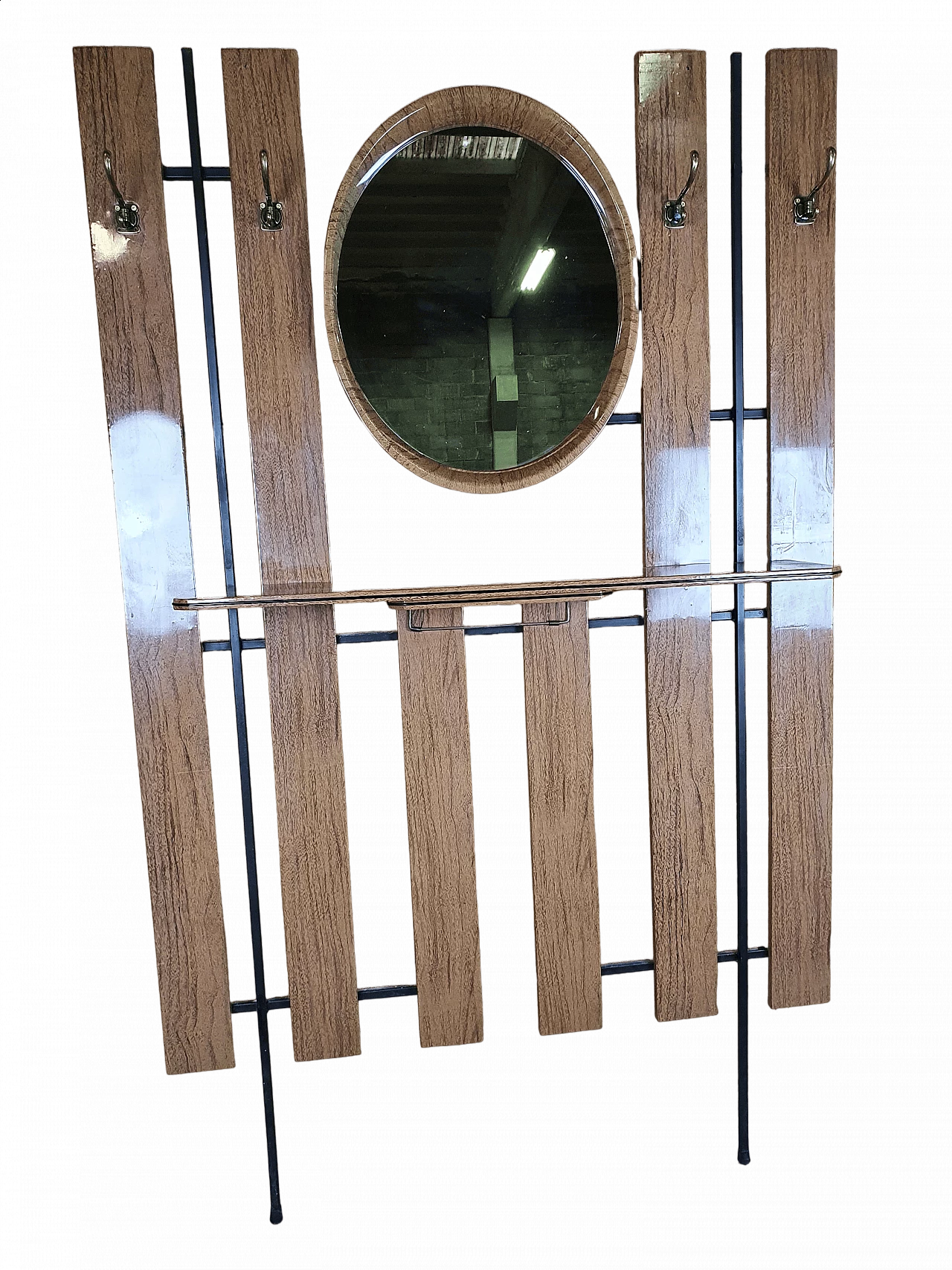 Wall-mounted coat rack with mirror, 1950s 31