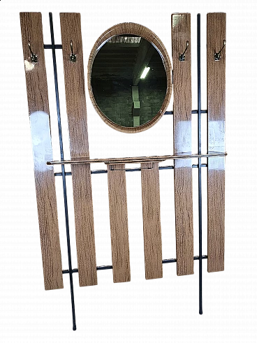 Appendiabiti da parete con specchio, anni '50