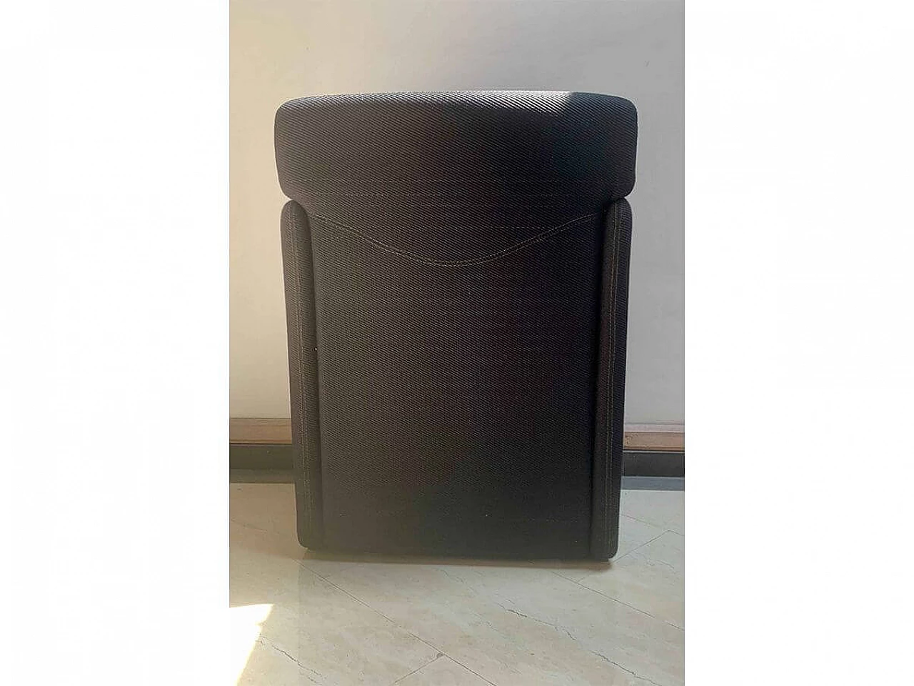 3 Black fabric armchairs with casters by Tecno, 1980s 5