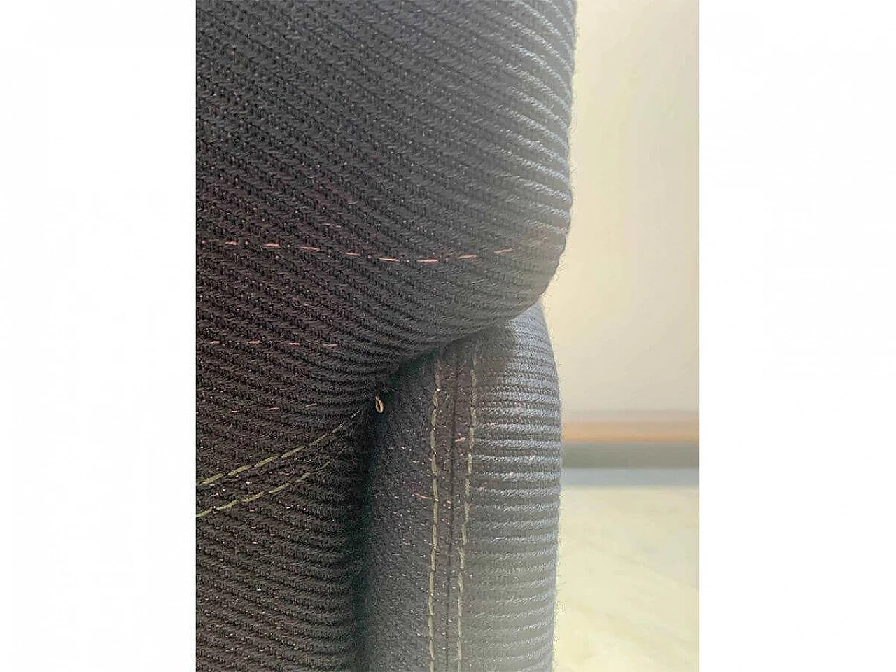 3 Black fabric armchairs with casters by Tecno, 1980s 6