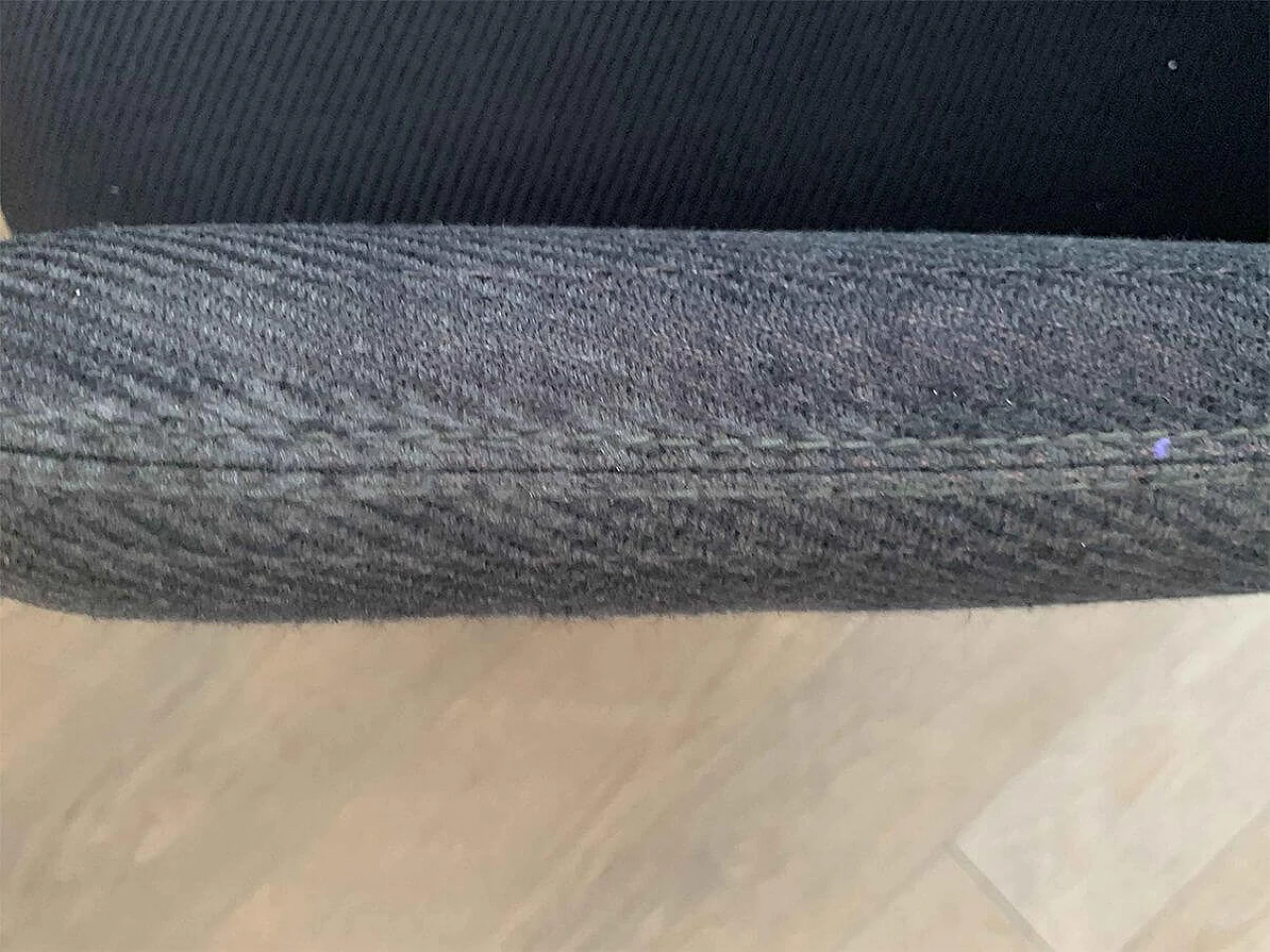 3 Black fabric armchairs with casters by Tecno, 1980s 10