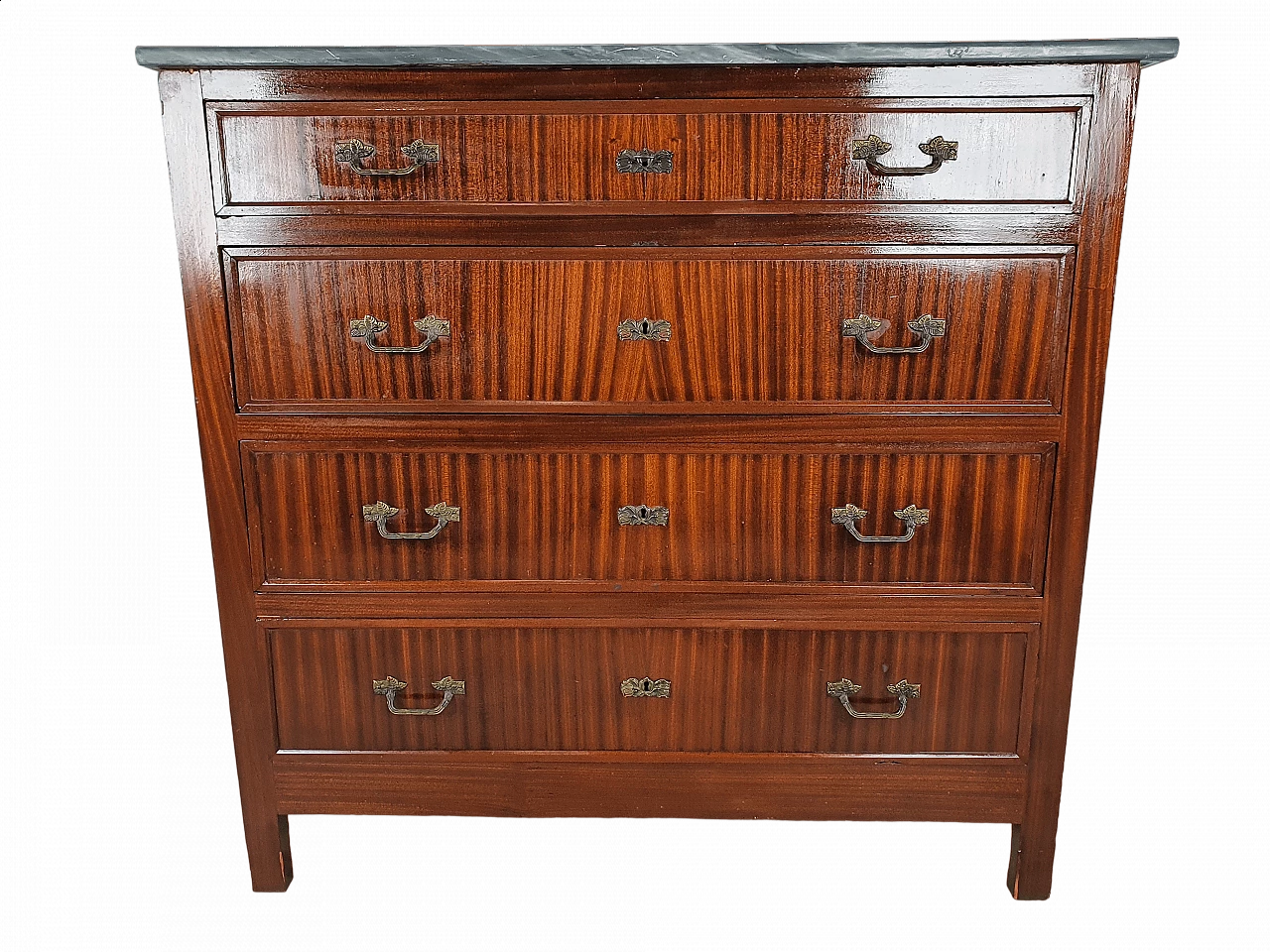 Comò Liberty in mogano con piano in marmo, inizio '900 37