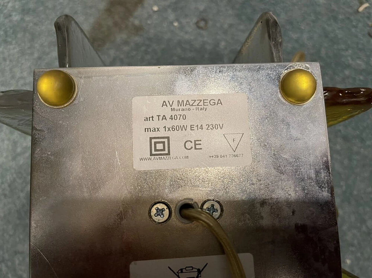 Coppia di lampade da tavolo geometriche in vetro di Murano di A.V. Mazzega, anni '70 2