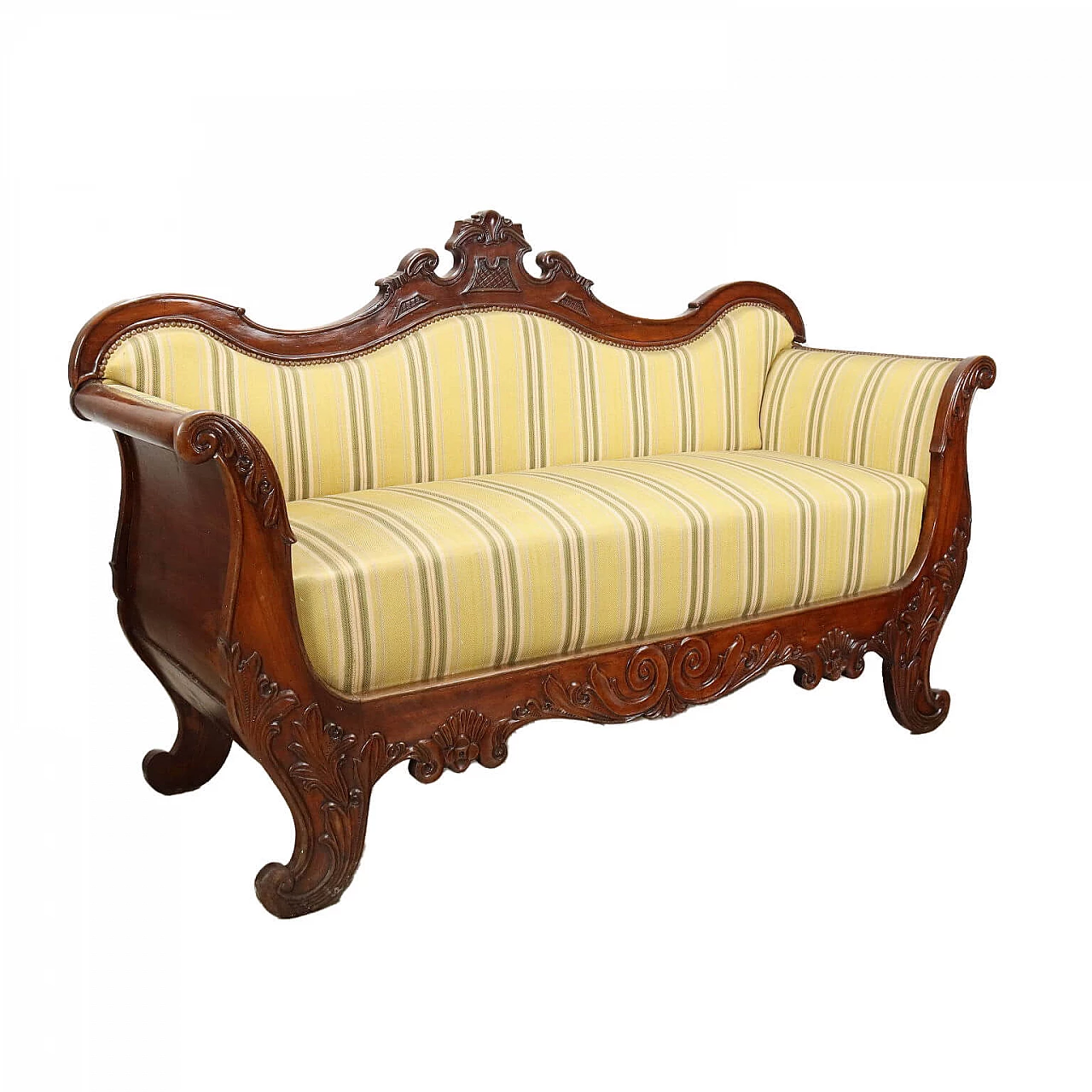 Divano a barca in noce Luigi Filippo, metà '800 1