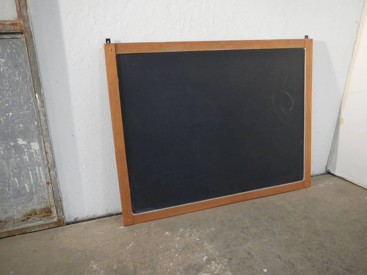 Wall-mounted school blackboard with beech frame, 1980s 2