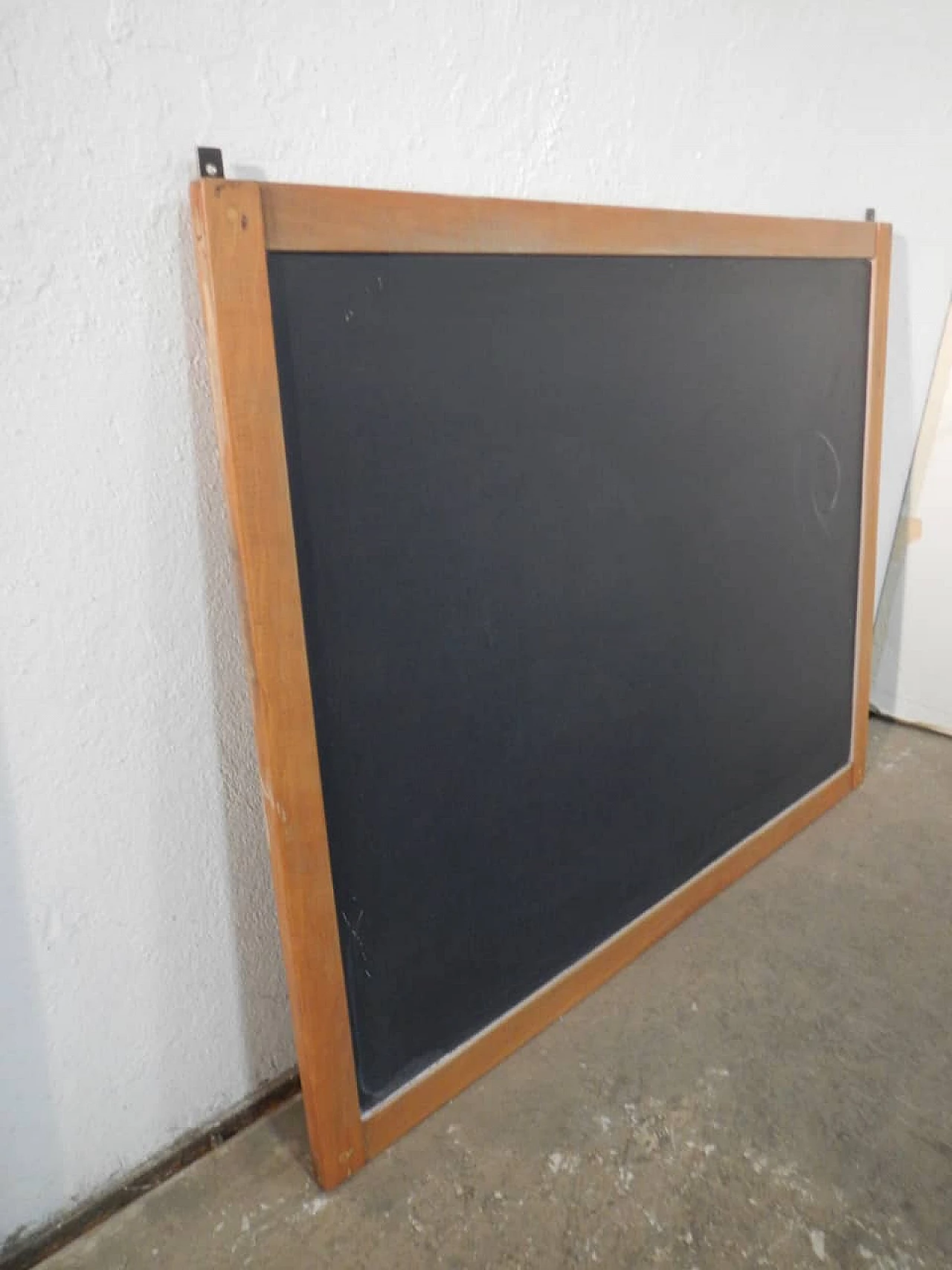 Wall-mounted school blackboard with beech frame, 1980s 3