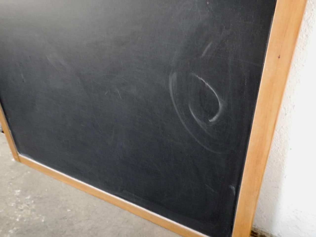 Wall-mounted school blackboard with beech frame, 1980s 5