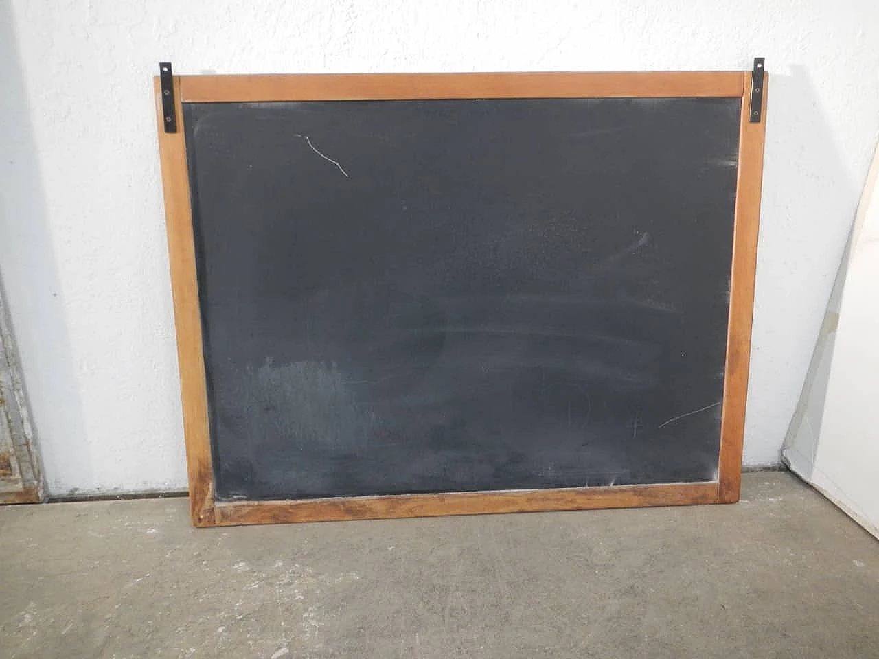 Wall-mounted school blackboard with beech frame, 1980s 7