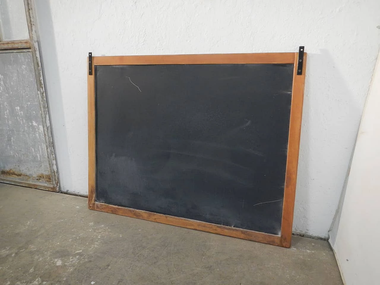 Wall-mounted school blackboard with beech frame, 1980s 8