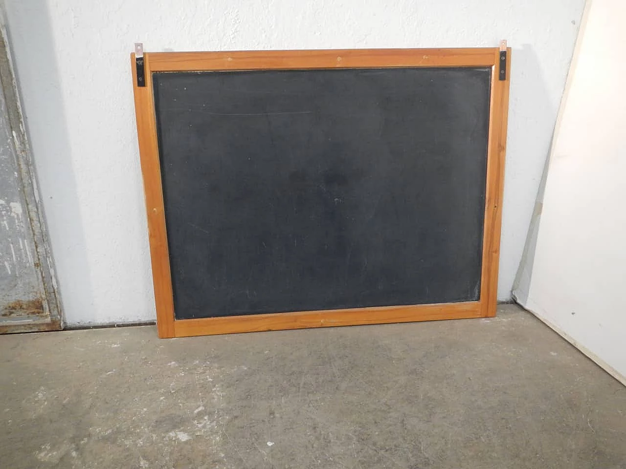 Wall-mounted school blackboard in beech and slate, 1980s 6
