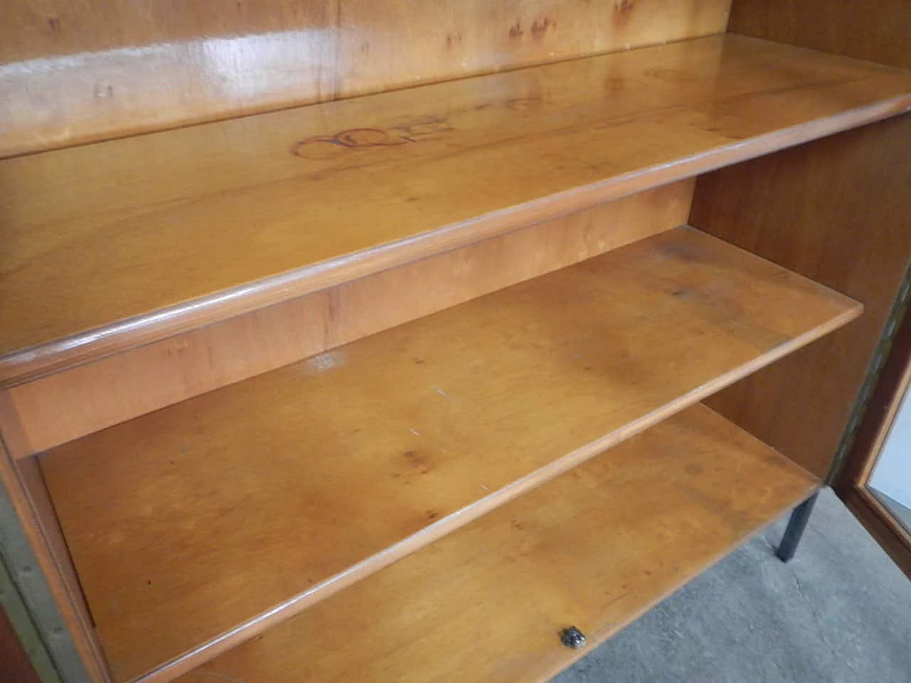 Teak workshop showcase with metal feet, 1960s 20