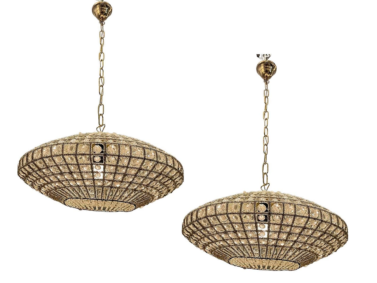 Pair of pendant lamps with crystal beads, 1980s 1