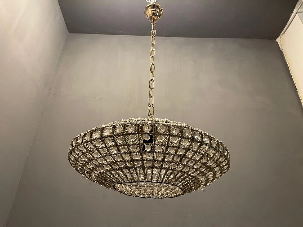 Pair of pendant lamps with crystal beads, 1980s 2
