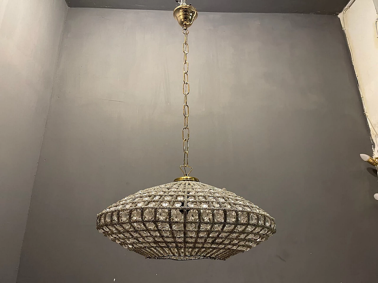 Coppia di lampade a sospensione con perline di cristallo, anni '80 5