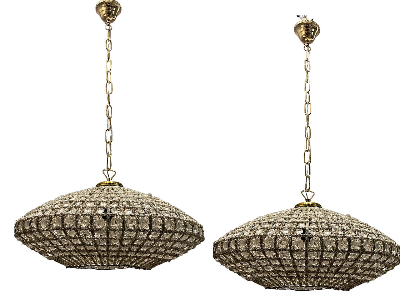 Pair of pendant lamps with crystal beads, 1980s 6
