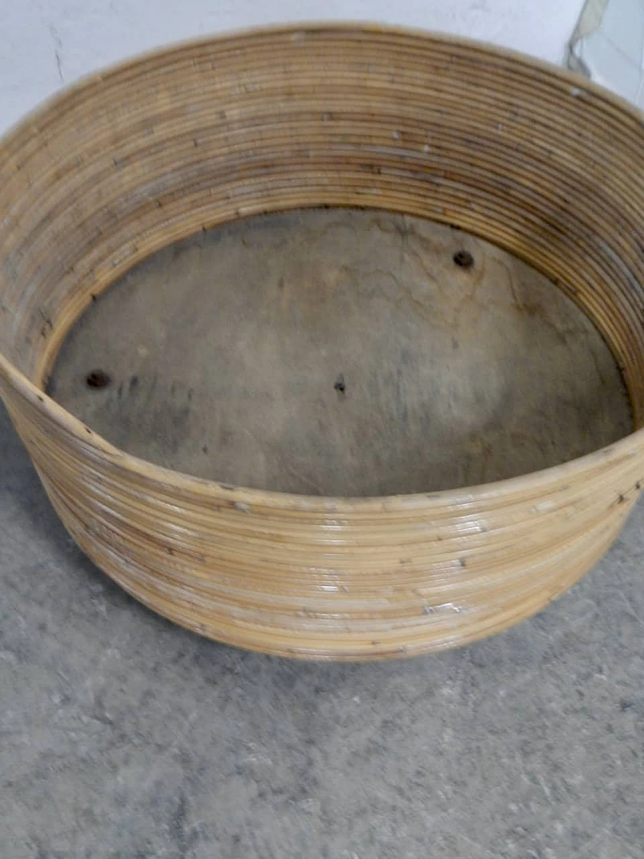 Rattan flower stand with wheels, 1970s 4