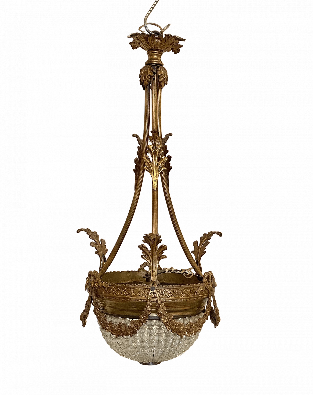 Bronze chandelier with crystal and glass drop, 1960s 11