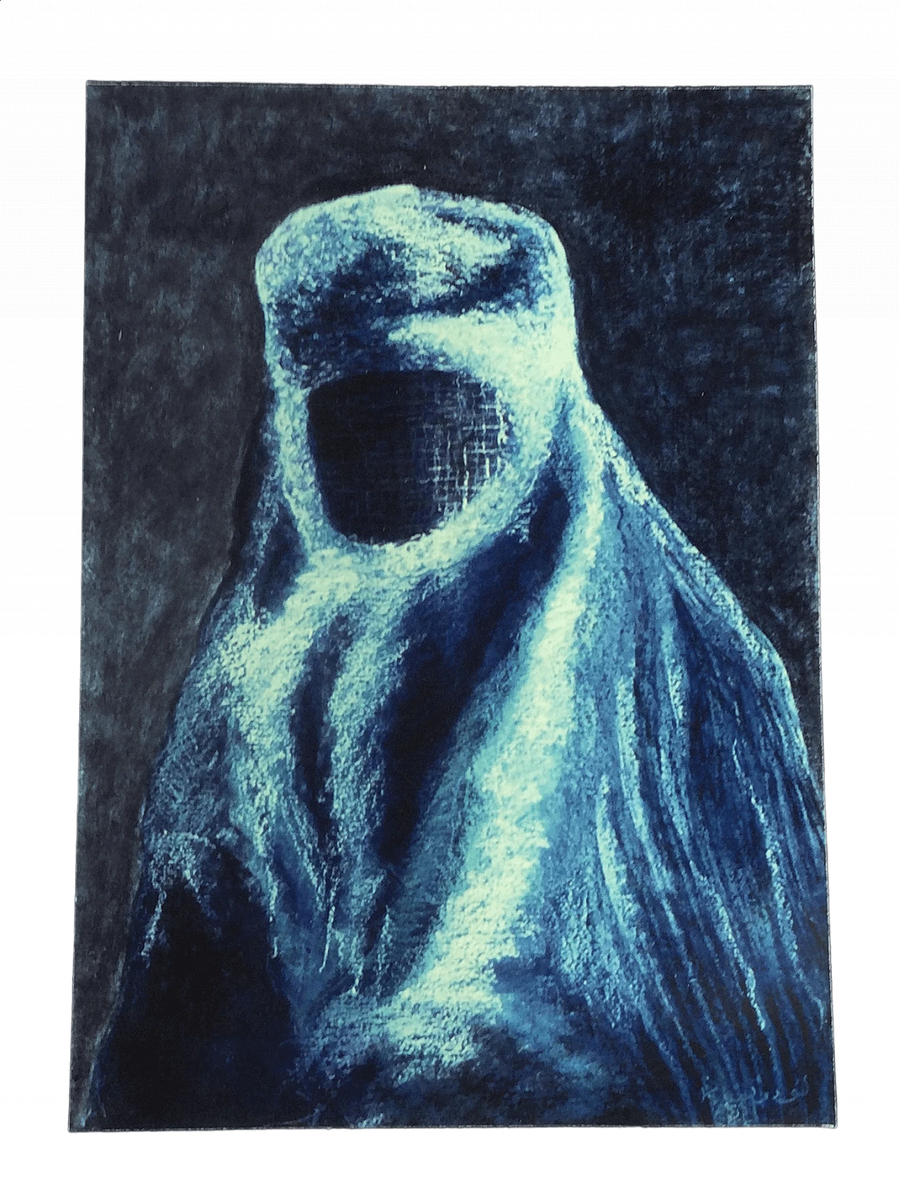 Ludovica Barattieri di San Pietro, Burqa azzurro, gessetto su carta 4