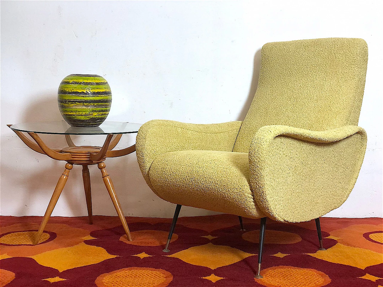 Lady yellow Ricciolo armchair by Zanuso, 1950s 1