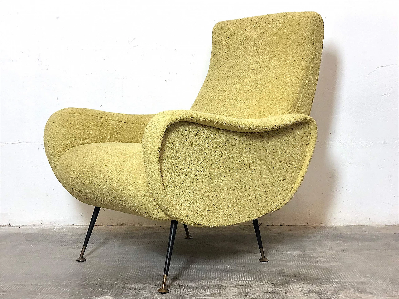 Lady yellow Ricciolo armchair by Zanuso, 1950s 2