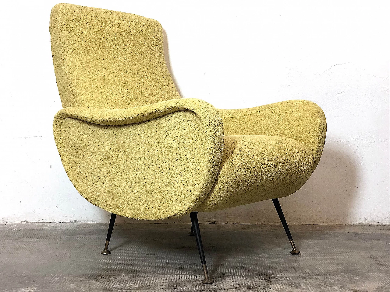 Lady yellow Ricciolo armchair by Zanuso, 1950s 4