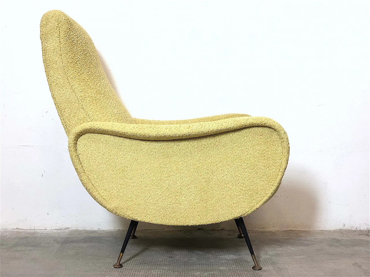 Lady yellow Ricciolo armchair by Zanuso, 1950s 5