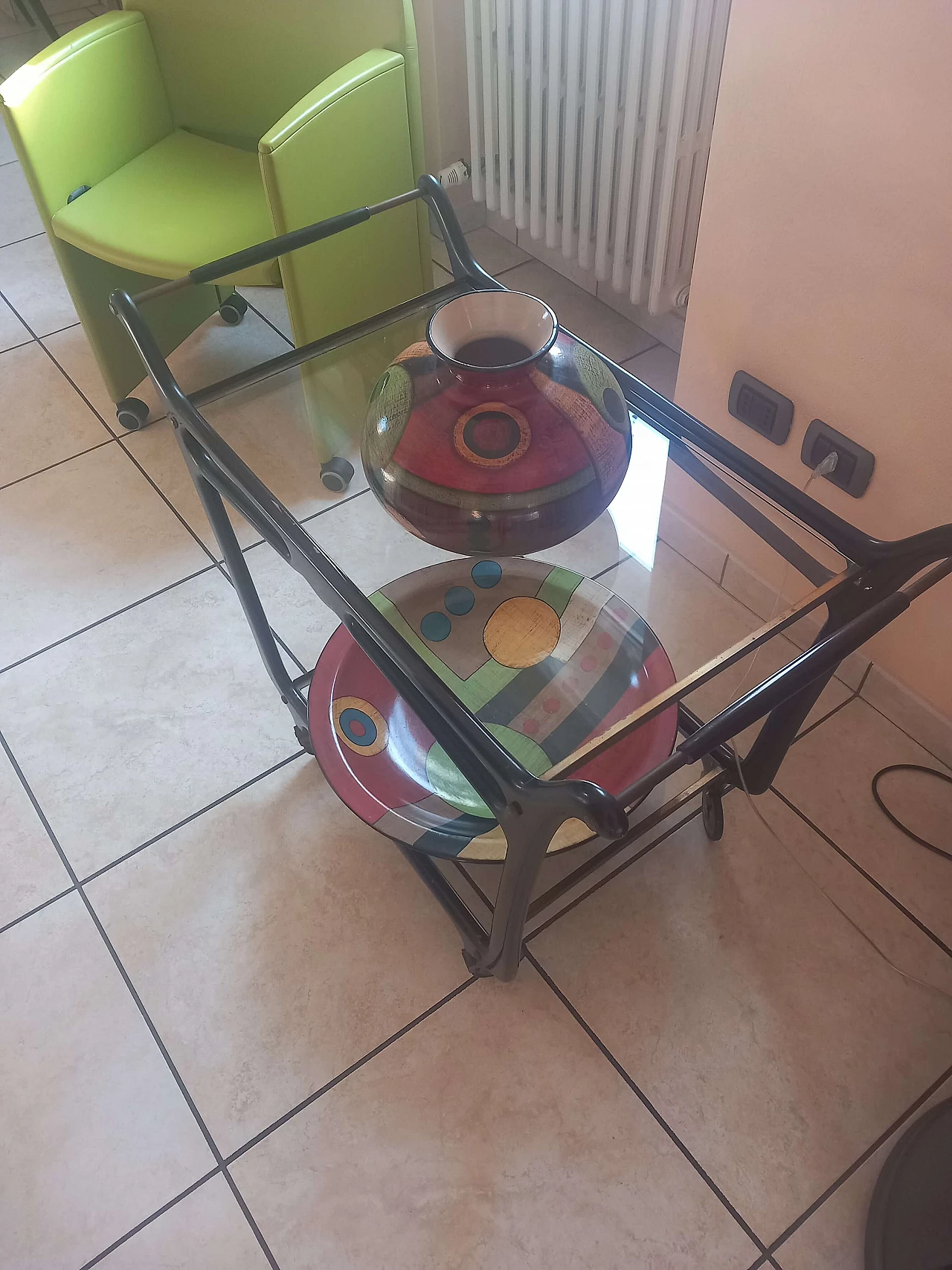 Carrello portavivande in mogano e vetro nello stile di Ico Parisi, anni '50 2